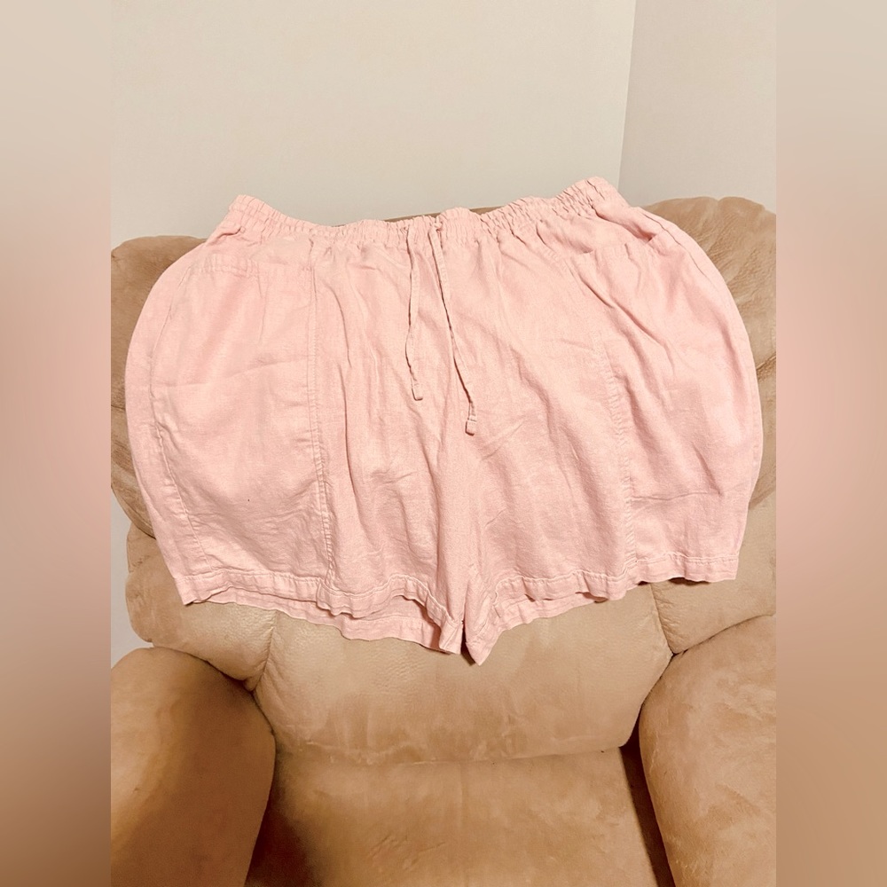 Pink linen drawstring shorts Gloria Vanderbilt